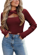 Trendy Long Sleeve Knit Pullover Cutout Sweater for Women