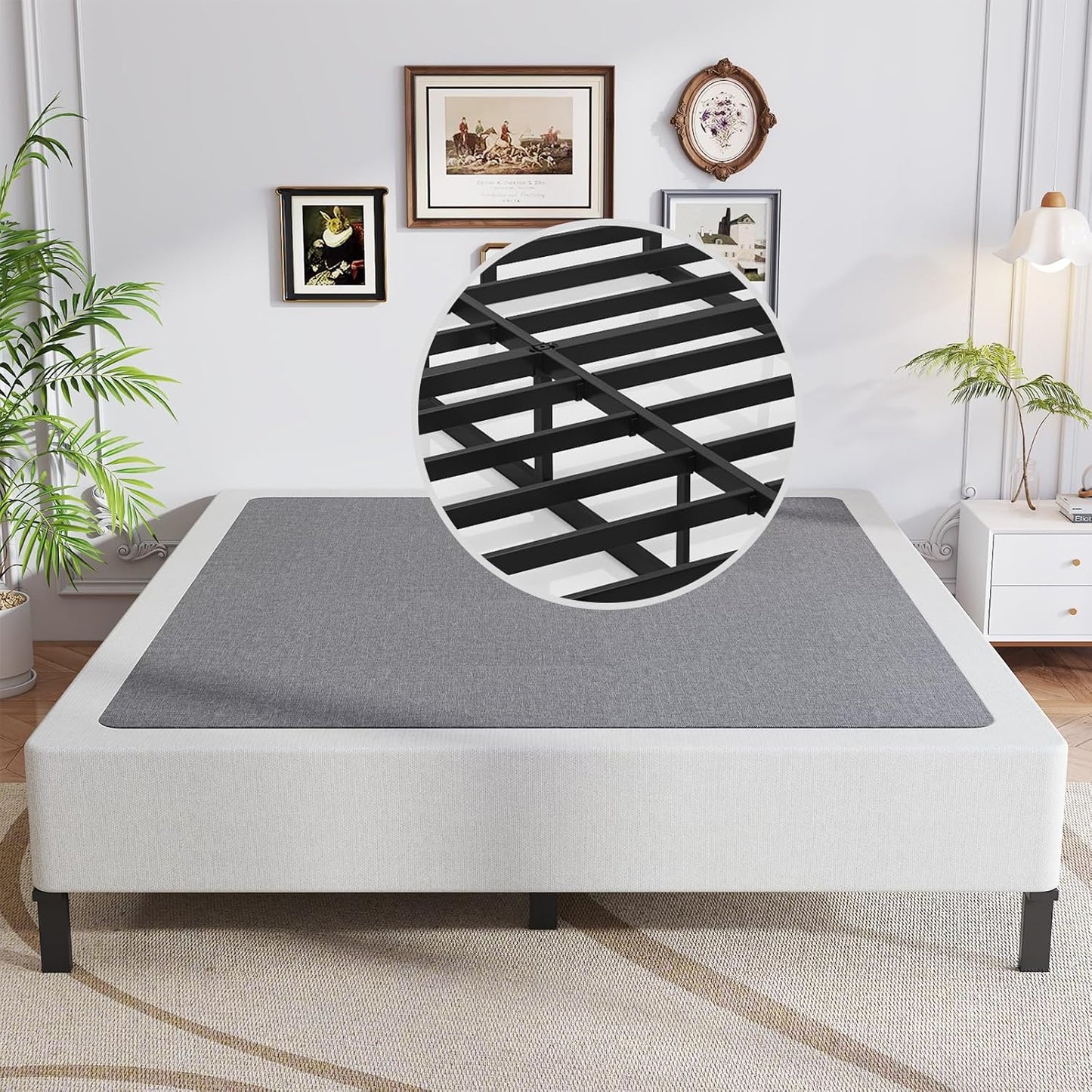 King Box Spring, 9 Inch Heavy Duty Metal Frame for Comfort