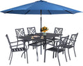 Oakcloud 7-Piece Patio Dining Set with Dark Blue Umbrella - Durable