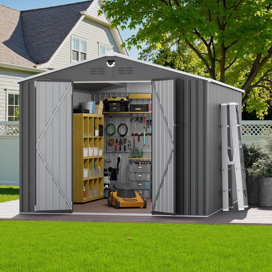 10x14 FT Outdoor Storage Shed - Durable Metal Garden Shed