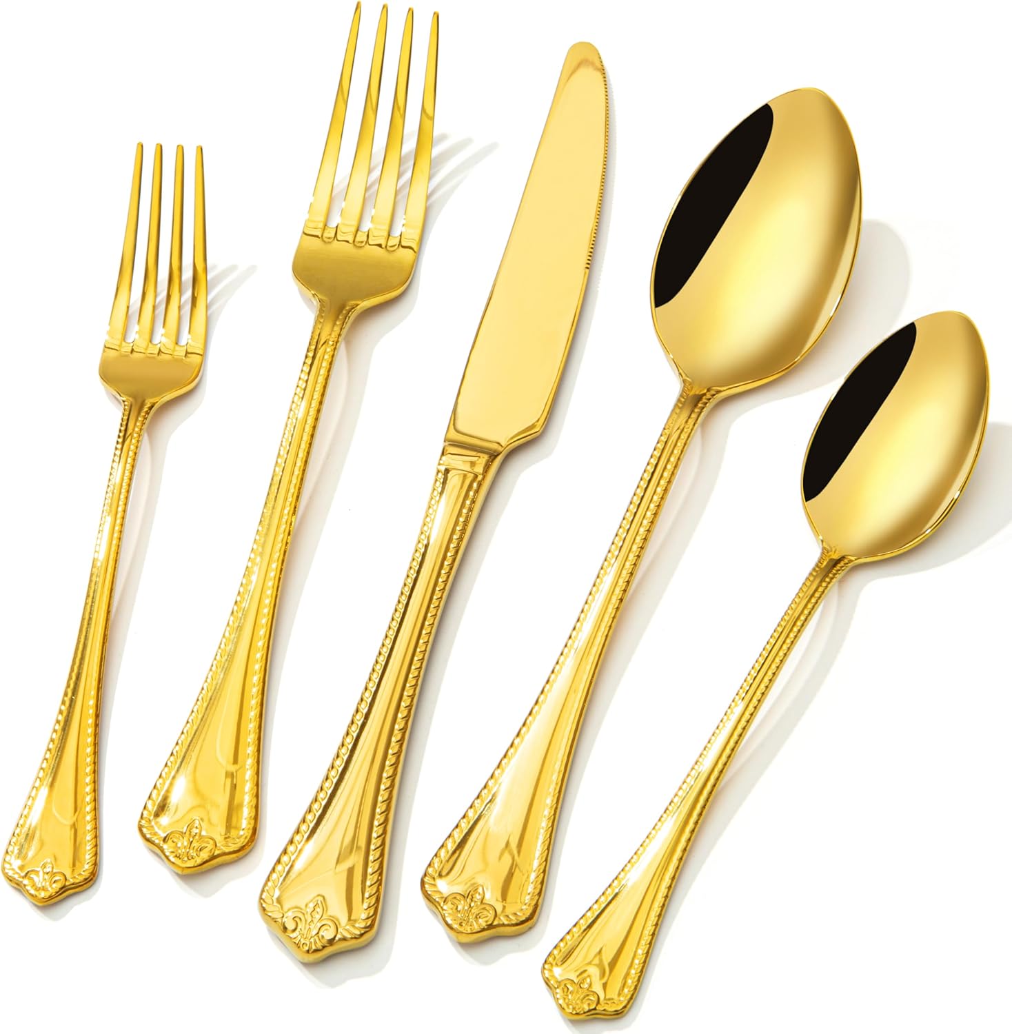 KINGSTONE 60-Piece Stainless Steel Flatware Set for 12 People