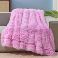 Fuzzy Faux Fur Throw Blanket Twin Size Light Pink - Super Soft Cozy
