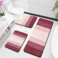 Bathroom Rugs Set 3 Piece Plush Microfiber Bath Mats - Soft Absorbent