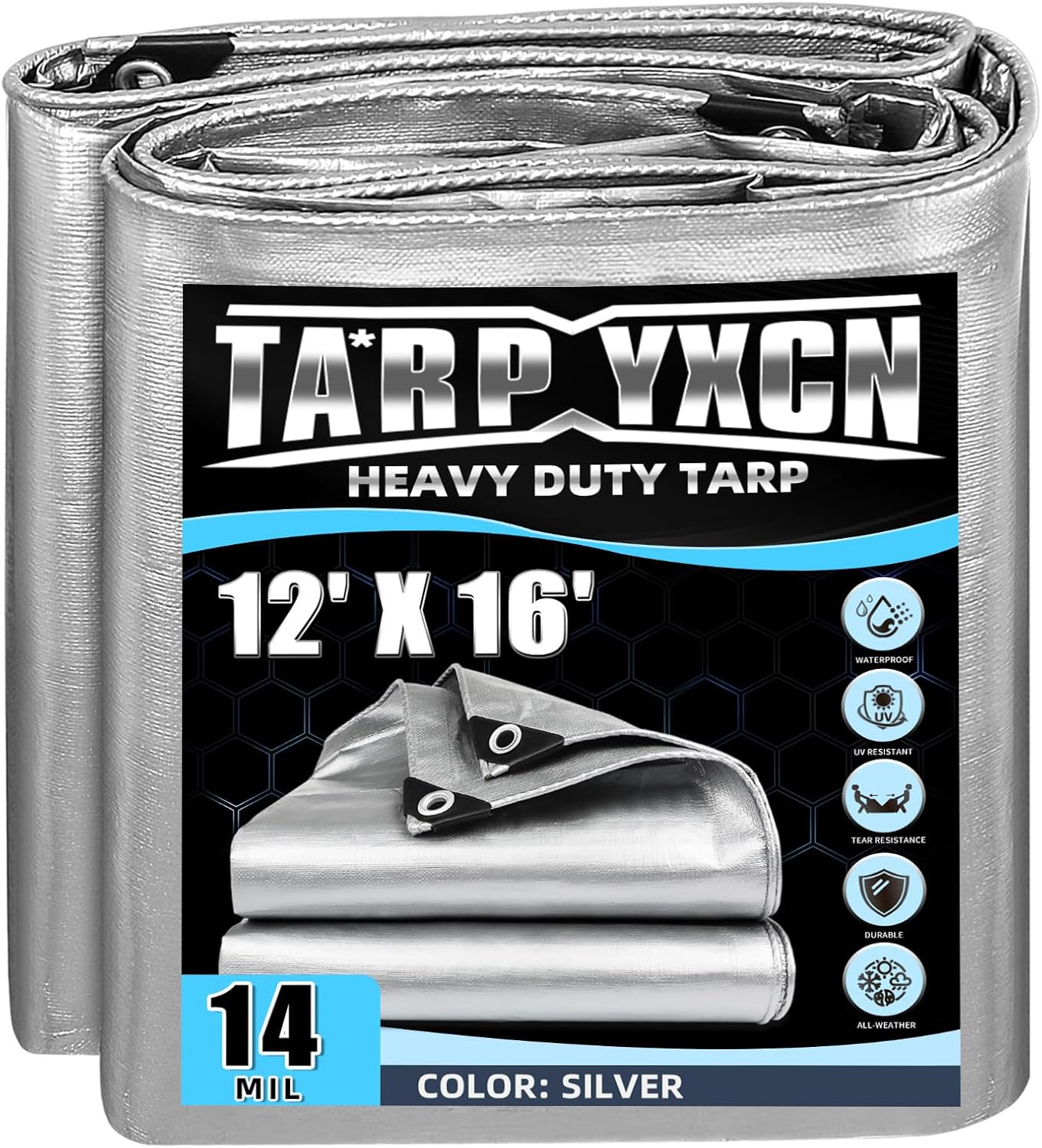 Heavy Duty Tarp 12x16 Feet Waterproof Poly Tarps Cover UV Resistant