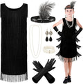 6 Pcs Girls 1920s Flapper Dresses Costume Set - Complete Roaring 20s