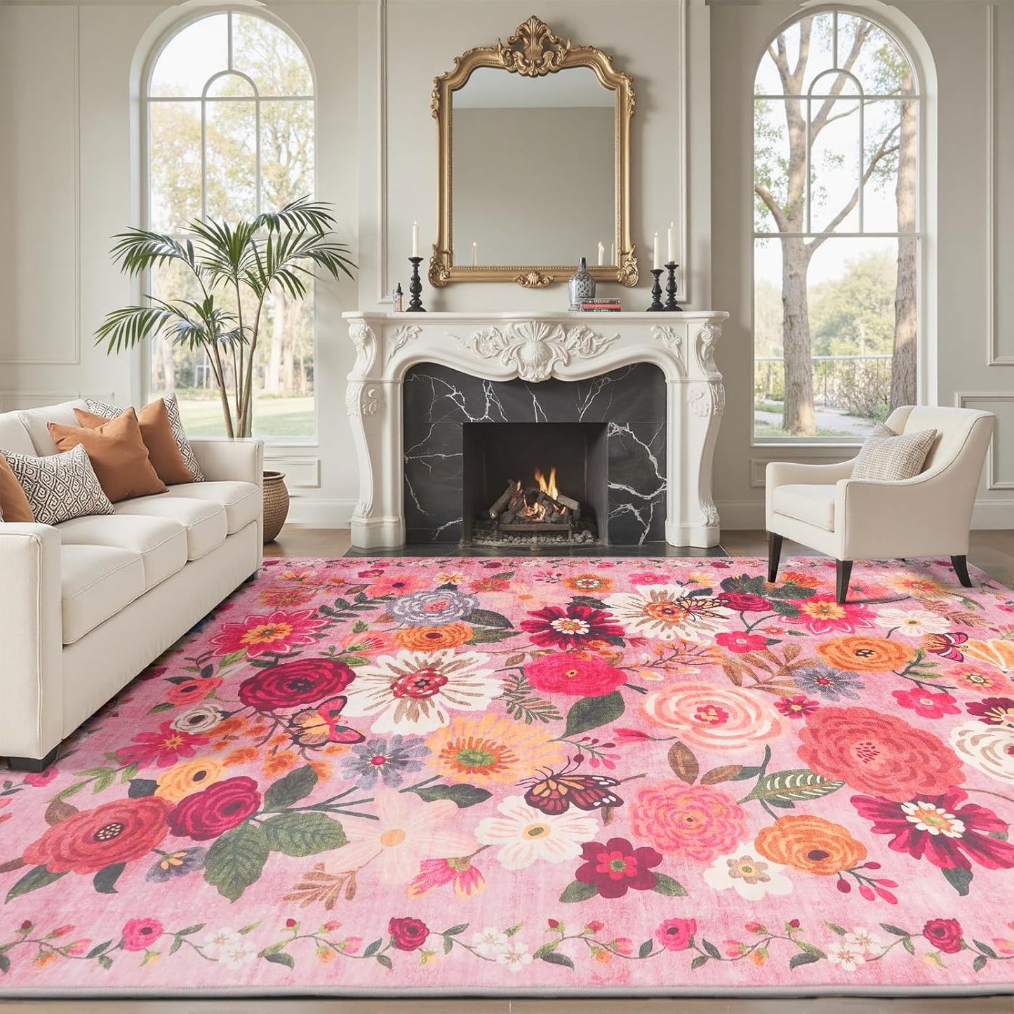 Pink Area Rugs 9x12 for Living Room, Bedroom, and More