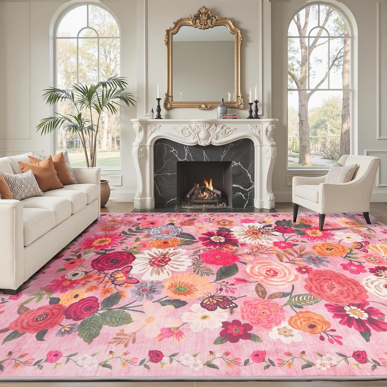 Pink Area Rugs 9x12 for Living Room, Bedroom, and More