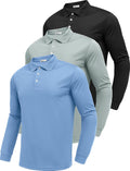 PINSPARK Long Sleeve Polo Shirts for Men - Quick Dry UPF 50