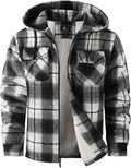 Men's Flannel Hooded Jacket Sherpa Lined Plaid Zip-Up - Warm & Soft