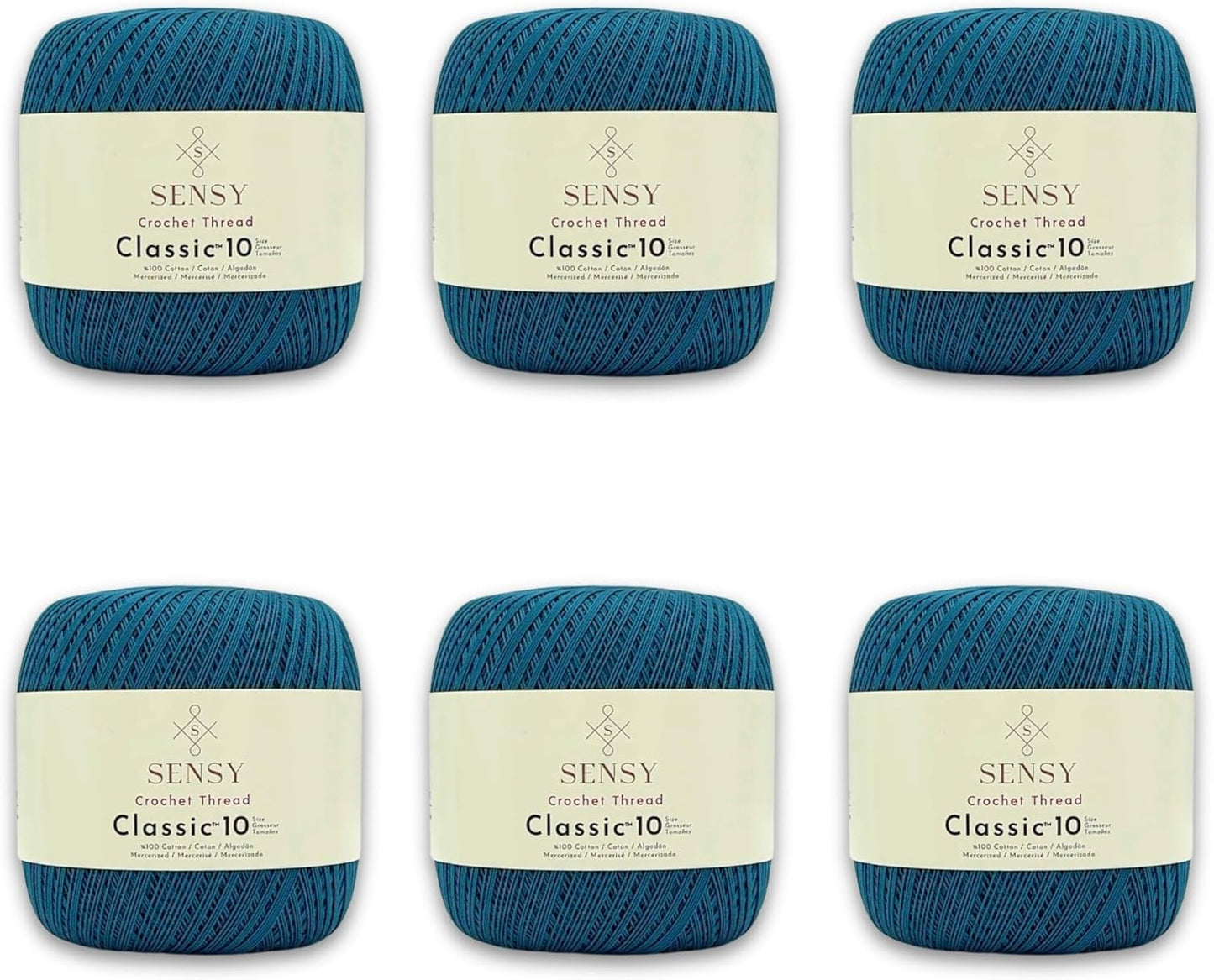 6 Skeins of Sensy Crochet Thread Classic Size 10 for Crafting