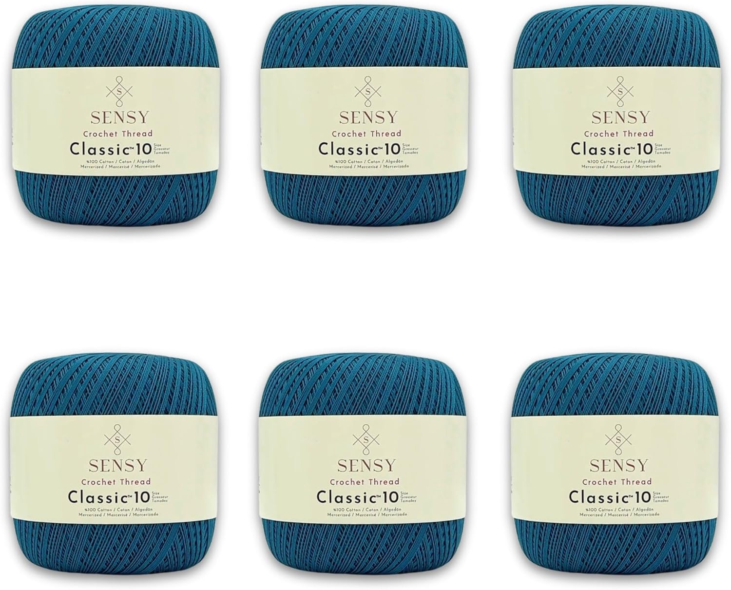 6 Skeins of Sensy Crochet Thread Classic Size 10 for Crafting