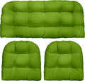 3-Piece Kiwi Green Wicker Tufted Cushion Set for Loveseat & Chairs