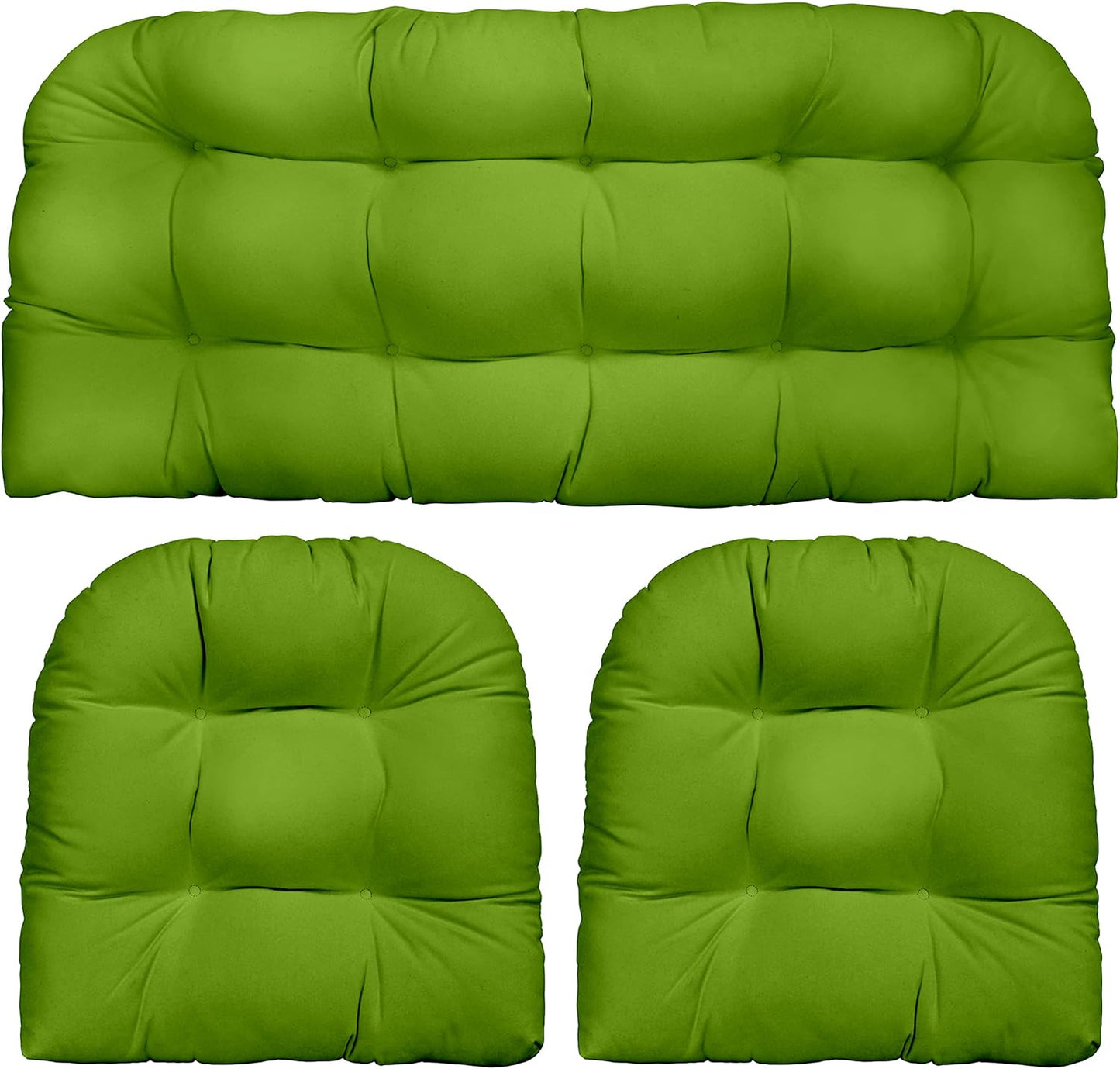 3-Piece Wicker Tufted Cushion Set for Outdoor Loveseat & Chairs