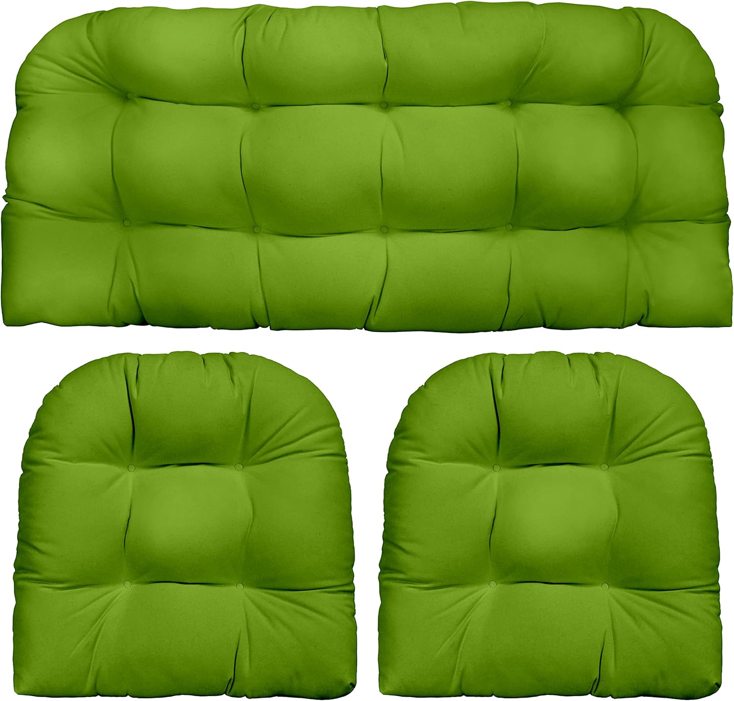 3-Piece Wicker Tufted Cushion Set for Outdoor Loveseat & Chairs
