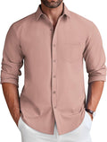 Men's Long Sleeve Button Down Denim-Look Shirt - Wrinkle Free Comfort