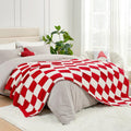 Snuggle Sac Faux Fur Checkered Blanket Twin Size - Cozy Soft 60x80 in