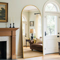 Full Length Mirror 65in x 22in Oversized Floor Mirror - Arched Gold