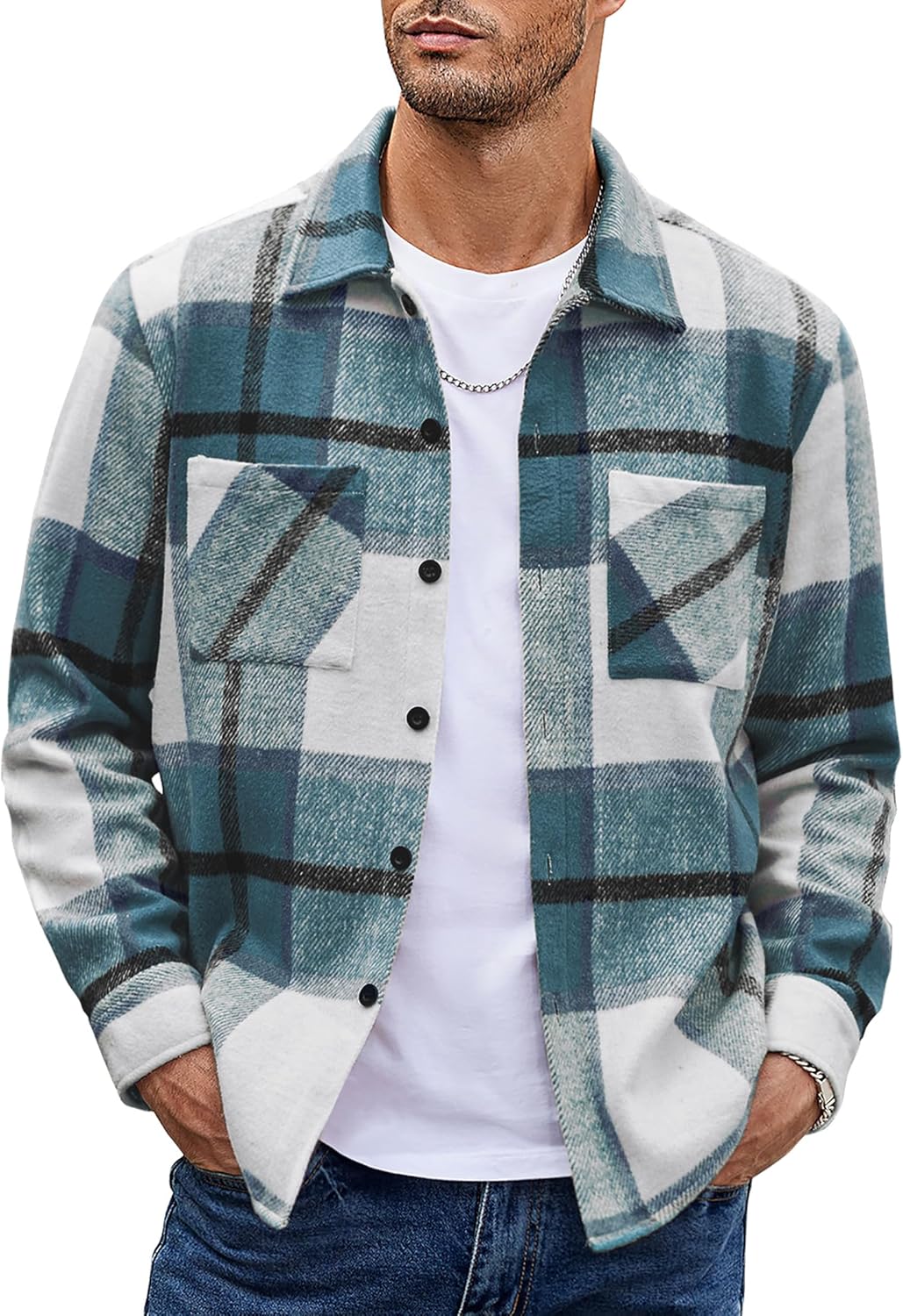 COOFANDY Men's Flannel Shirt Jacket for Stylish Comfort