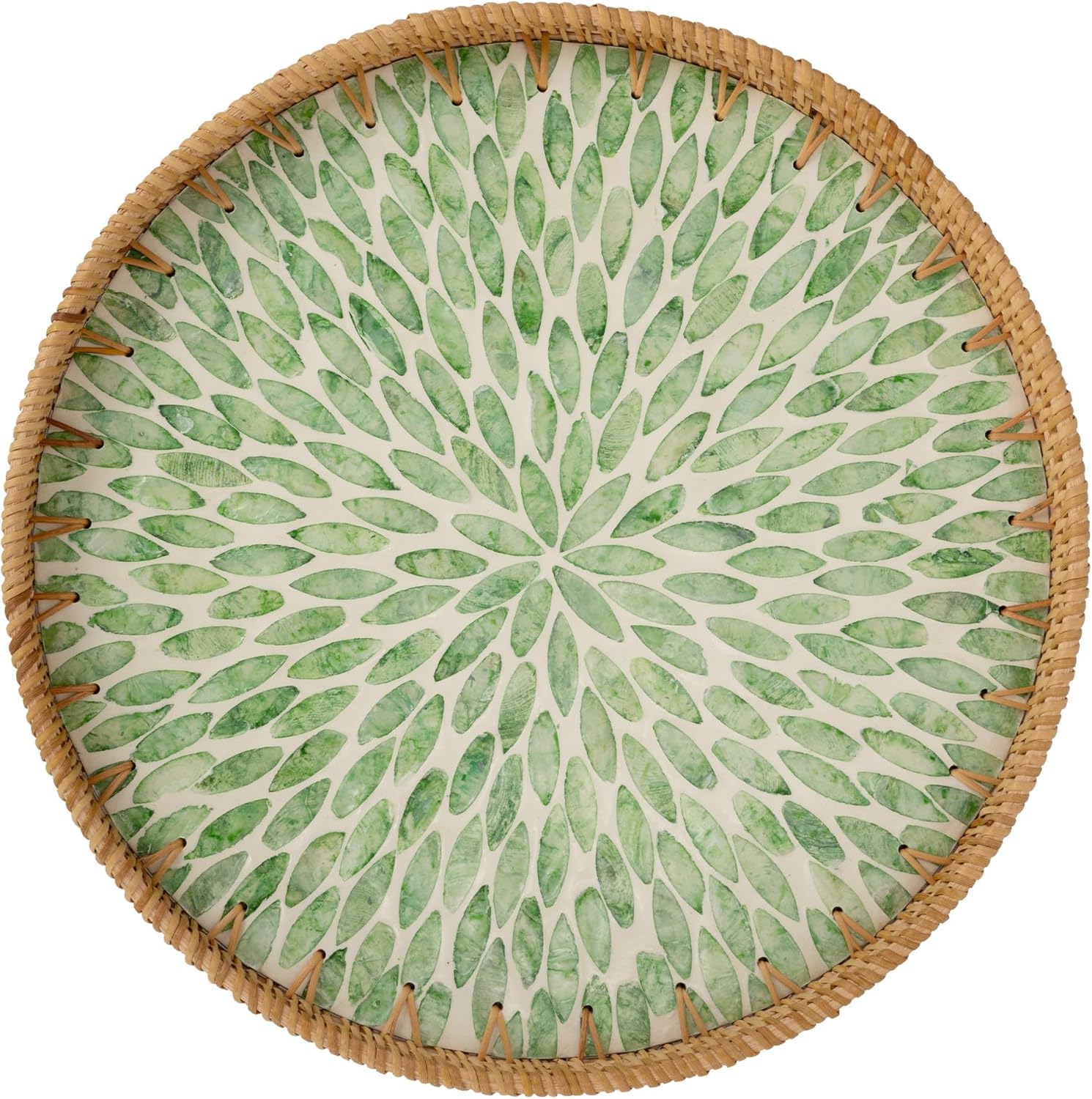 StorageWorks Decorative Coffee Table Tray with Rattan Inlay