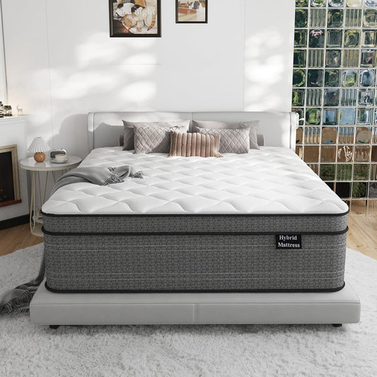 Queen Mattress, 10 Inch Medium Plush Hybrid for Comfort