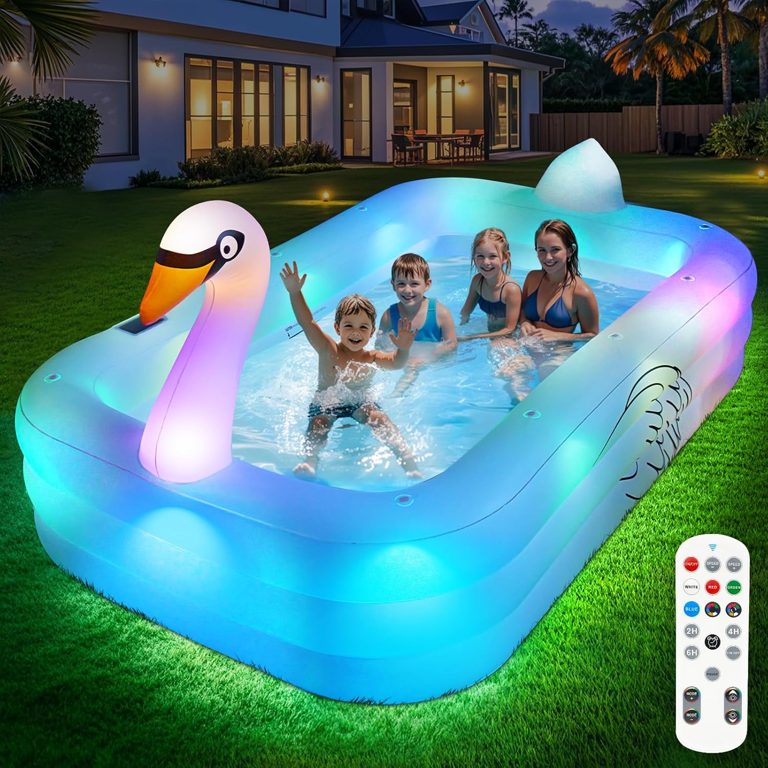 Inflatable Pool with Lights for Kids and Adults - FunBy