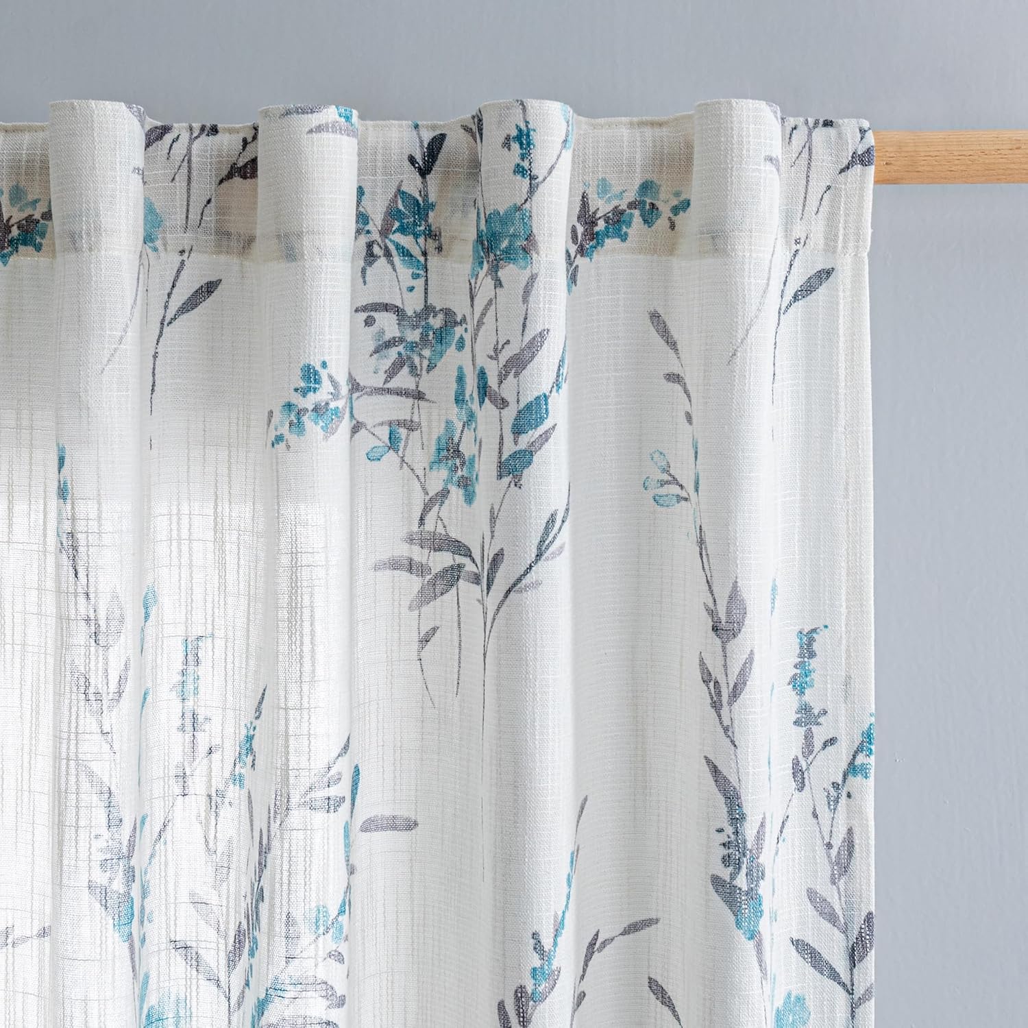 Farmhouse Style Teal Sheer Curtains - Soft Texture, Privacy Protect