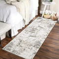 Modern Abstract 2x10 Runner Rug Non Slip Non Shedding - Taupe/Beige