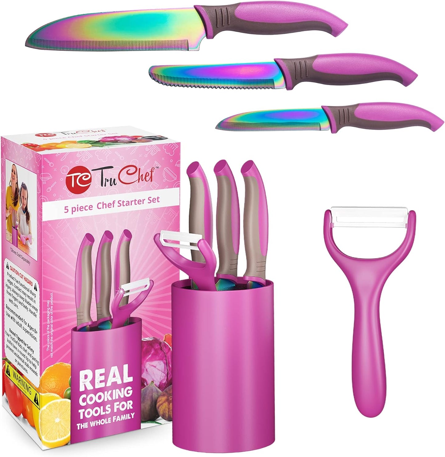 5-Piece Kids Knife Set for Real Cooking with Safe Design