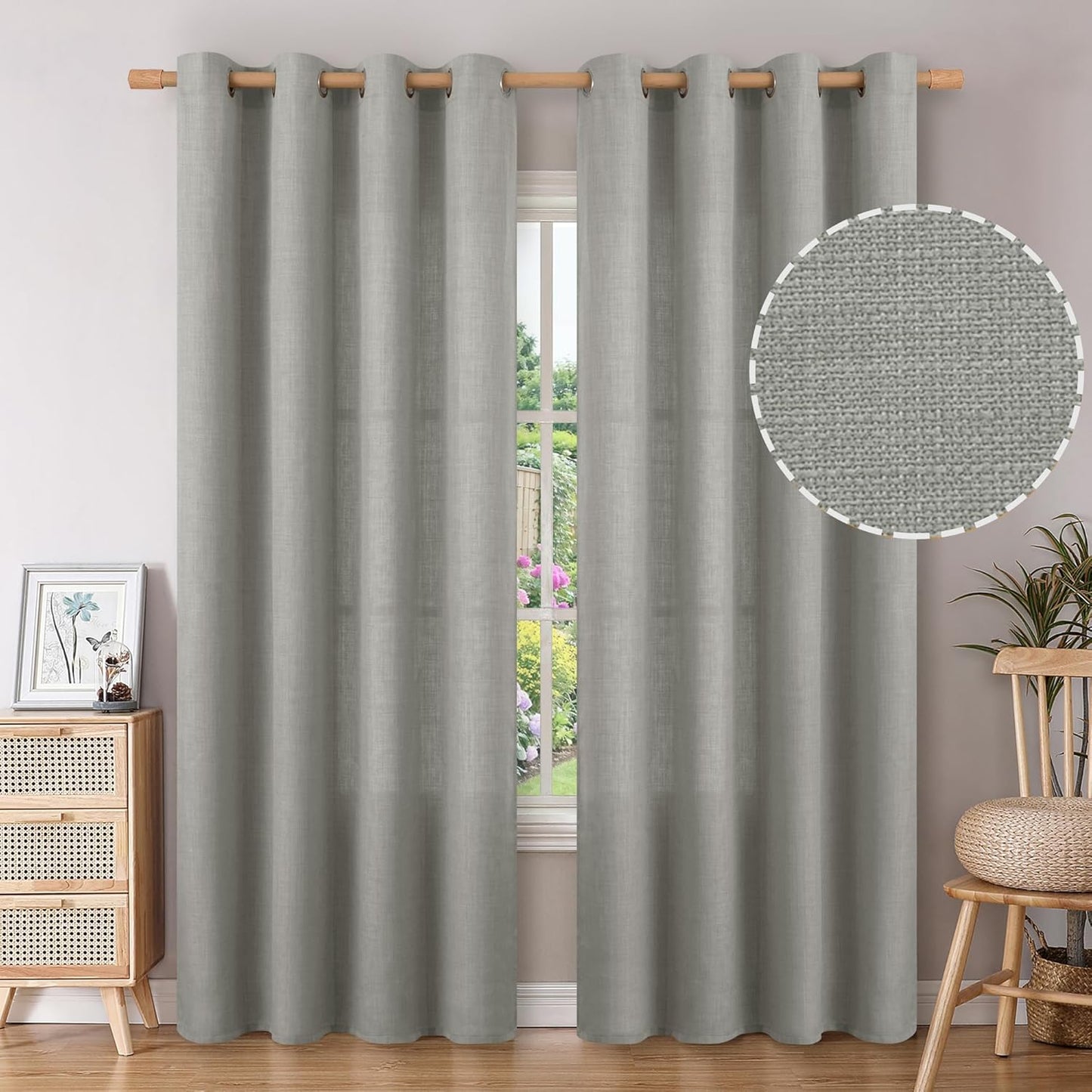 BGment 84 Faux Linen Curtains Set-Light Filtering & Privacy