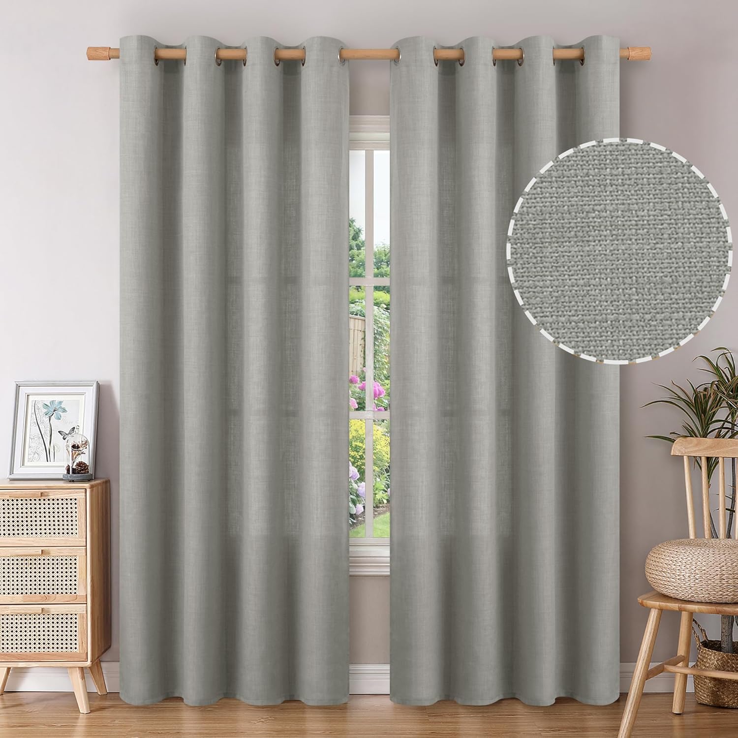 BGment 84 Faux Linen Curtains Set-Light Filtering & Privacy