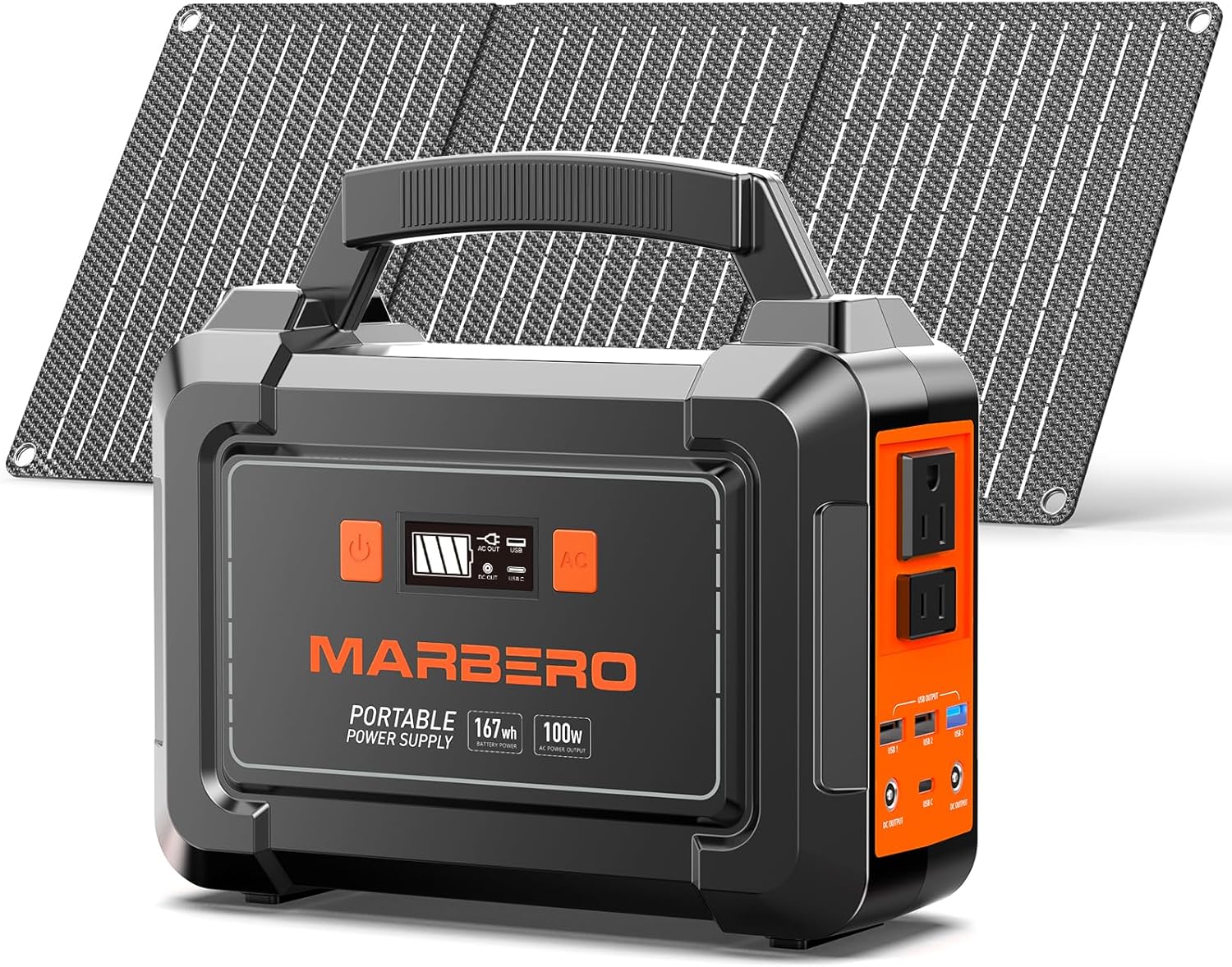 MARBERO 167Wh Solar Generator: Portable Power & LED Flashlights