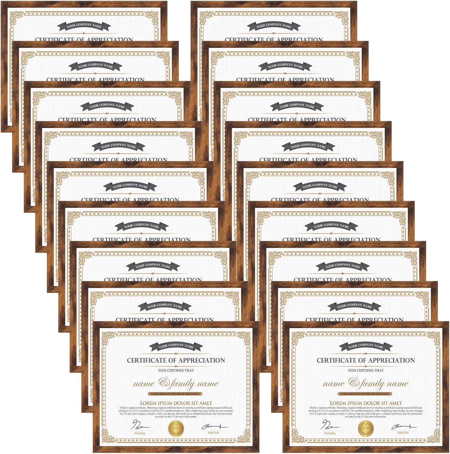 Rustic Brown 8.5x11 Picture Frames Set for Family Photos