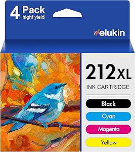 212XL Ink Cartridges for Epson Printer Remanufactured 4 Pack