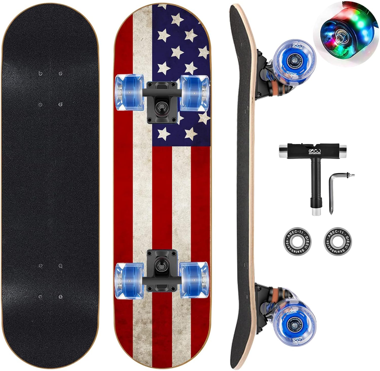 Colorful Flashing Wheels Skateboards for All Ages and Skills