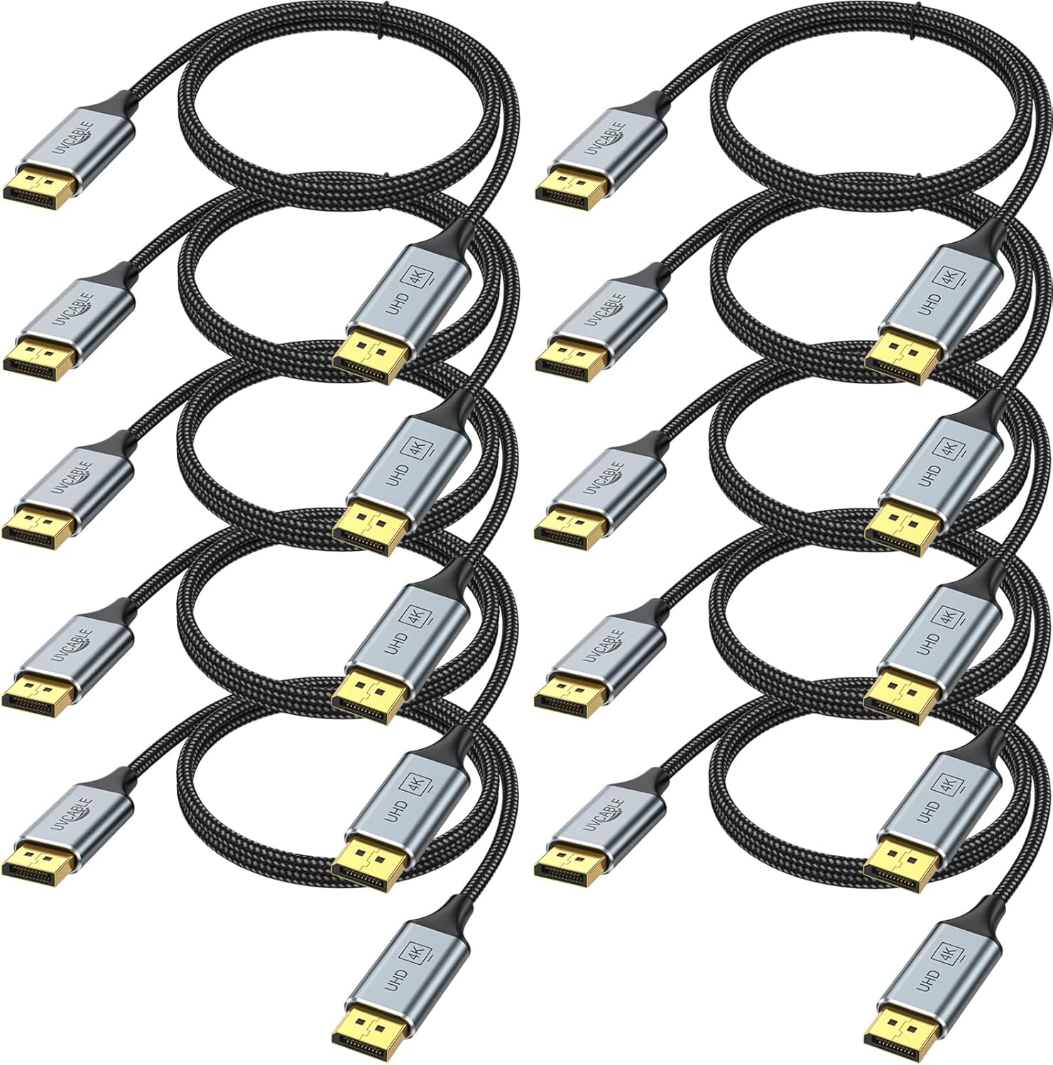 DisplayPort Cables 10-Pack for 4K Gaming and Streaming Needs
