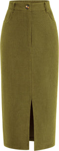 Corduroy Skirt Women High Waisted Pencil Midi for Fall 2025