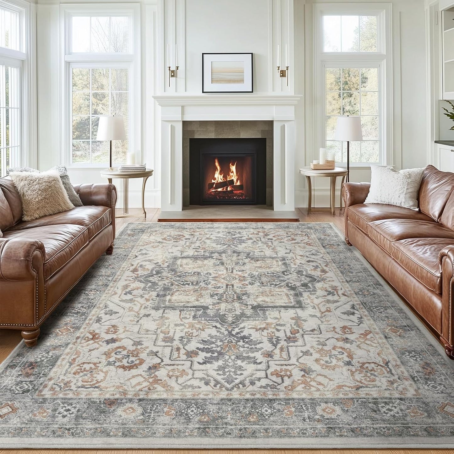 Farmhouse 6x9 Area Rugs for Living Room and Bedroom Decor