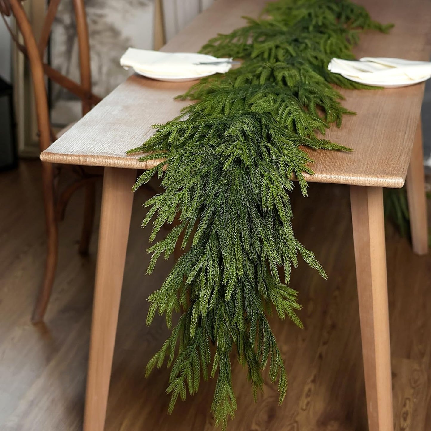 Real Touch Christmas Norfolk Pine Garland for Holiday Decor