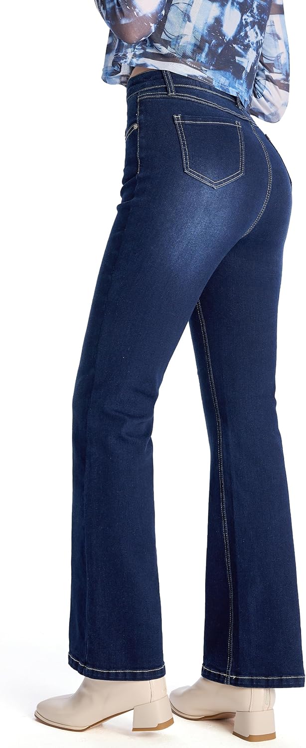 Petite Women's Stretch Flare Jeans for Curvy Bootcut Style