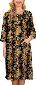Bloggerlove House Dress Cotton Snap Front Nightgown - Comfortable