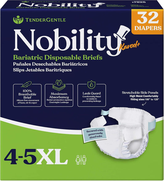 TenderGentle 4-5XL Adult Diapers - Case of 32 Bariatric Briefs | Max Absorbency