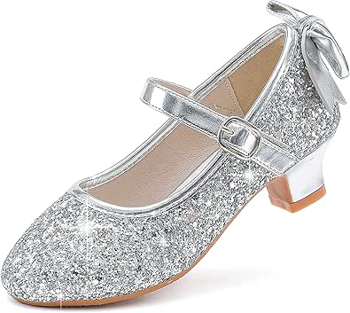 Dufannie Girls Dress Shoes Low Heel Princess Flats for Kids