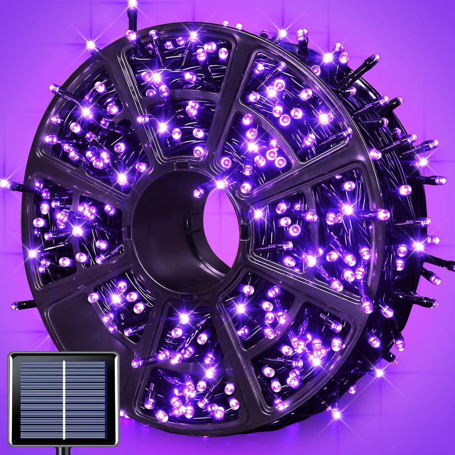 600 LED Purple Solar Halloween Lights for Outdoor Decor