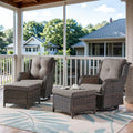 4 Pieces Patio Furniture Sets with Swivel Glider Chairs and Ottomans