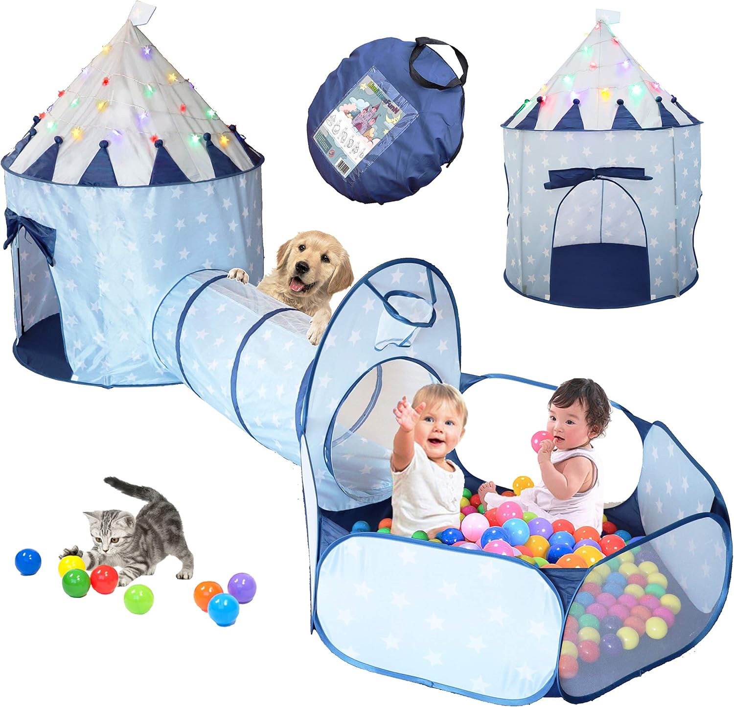 Ultimate Kids Play Tent Set | Includes Star Lights & Carry Case | Indoor Castle Fun