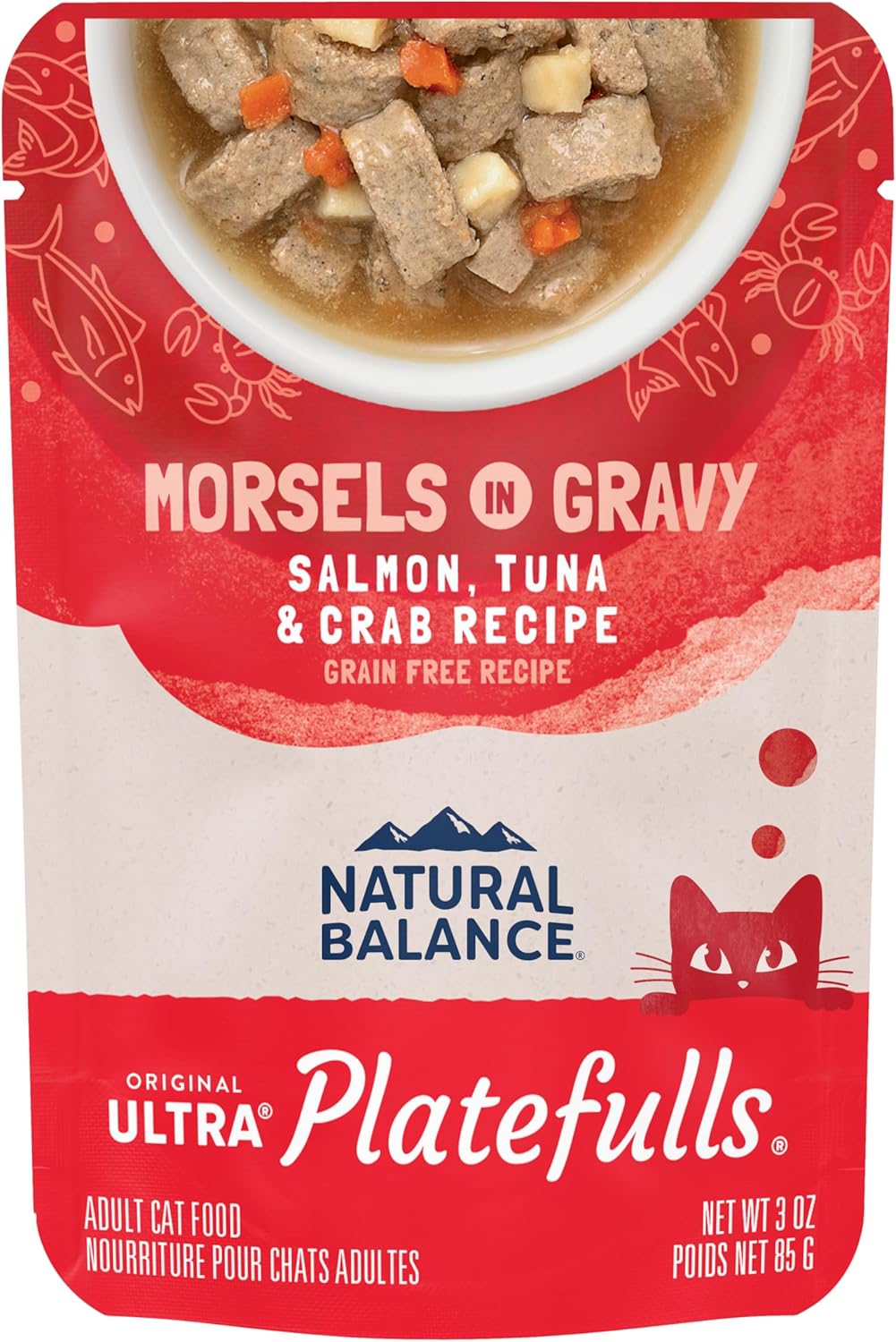 Natural Balance Grain-Free Salmon Tuna Crab Wet Cat Food Pouches