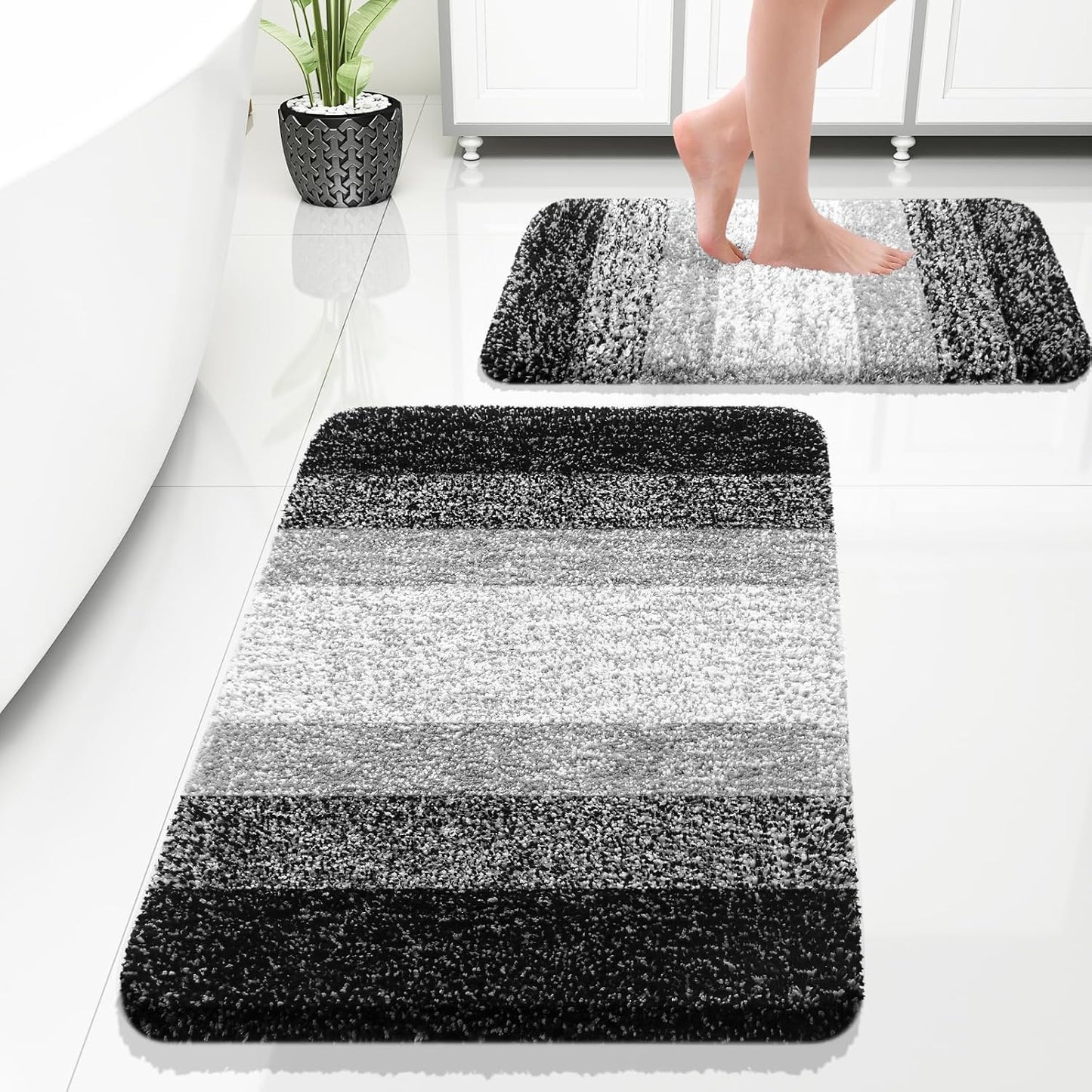 OLANLY Bathroom Rug Set - Soft Absorbent Microfiber Mats