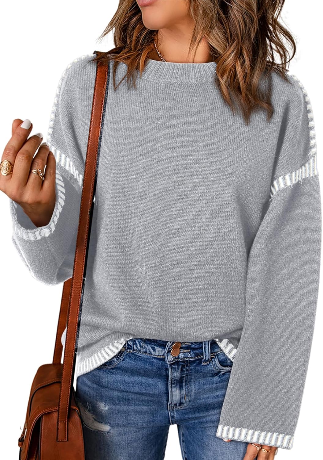 Dokotoo Fashion Solid Crewneck Loose Fit Pullover Sweater