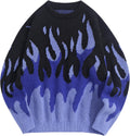 Men's Oversized Flame Graphic Sweater Y2K Aesthetic - Cozy Streetwear