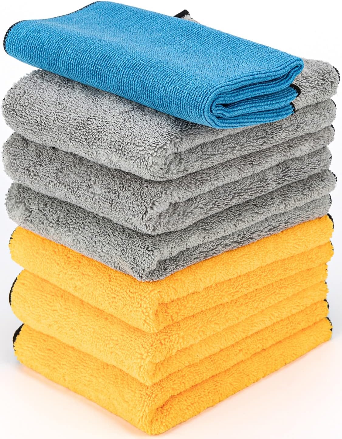 WEAWE Gray Microfiber Car Towels - 7 Pack, 450-GSM Absorbent Cloths